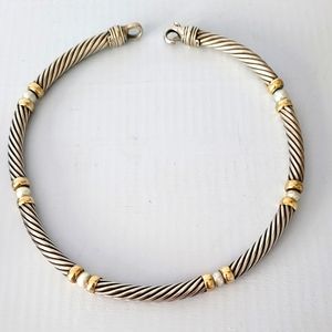 David Yurman Two-Tone Pearl Chocker Necklace
